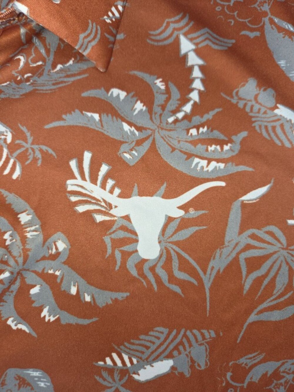 Texas Longhorns Columbia PFG Mens Hawaiian Polo Large NWT Palm Print - Picture 6 of 11